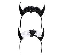 ELAYARD 2 Piezas Diadema Halloween con Cuernos y Calavera Decoración Cosplay con Flores y Diseño Esqueleto para Fiestas y Disfraces