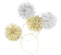 ELAYARD 2 piezas Diademas Brillantes con Pompones Plateados y Dorados Accesorios Flexibles para Fiesta y Carnaval Banda para Pelo Reutilizable para Mujeres y Adolescentes Complemento