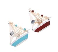 ELAYARD 2 Piezas Modelo de Barco de Vela de Madera Retro de Figuras Náuticas Artesanales Decoración Costera para Oficina Sala y Eventos