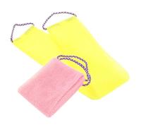 ELAYARD 2 piezas Toalla Exfoliante Doble para Baño con Asas Ambos Lados para Exfoliar y Frotar Espalda Unisex Colores Rosa y Amarillo y Cómoda para Ducha