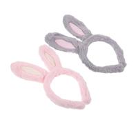 ELAYARD 2piezas Diadema De Conejo Para Mujer Diadema Orejas De Conejo Accesorio Cabello Para Fiesta Color Gris y Rosa Material Suave De Peluche