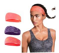 ELAYARD 3 Cintas Absorbentes Sudor para Gimnasio y Yoga Diademas Deportivas Elásticas Talla Única Transpirables Secado Rápido Negro Gris y Naranja para Fitness y Running