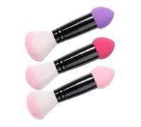 ELAYARD 3 piezas Brochas de Maquillaje Doble Cara para Colorete y Polvo Compacto Cerdas Densas y Suaves Diseño Portátil para Retoques Faciales Viaje Colores Rosa y Morado