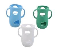 ELAYARD 3 Piezas Fundas de Silicona para Biberones con Asa Protectores Térmicos de Gran para Botellas de Vidrio de Niña Mangas Antideslizantes para Alimentación Infantil Colores Azul