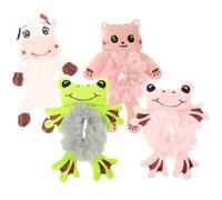 ELAYARD 4 Coleteros Esponjosos para Mujer Diseño de Animales Gato Vaca Rana Rosa y Rana Verde Gomas Elásticas Pelo Suaves de Pelo Sintético Accesorios para Peinar Cabello en Otoño E