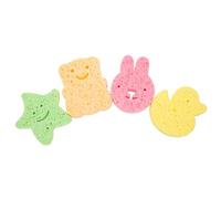 ELAYARD 4 piezas Esponjas de Baño para Niña Súper Suaves con Diseño de Dibujos Animados Esponja Infantil para Ducha Diaria y Fácil de Sujetar Naranja Verde Amarillo Rosa Material