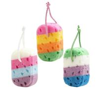 ELAYARD 4 Piezas Esponjas Exfoliantes Corporales Multicolores 3 Piezas para Ducha, Esponja de Baño Suave Textura Panal, Limpieza Profunda y Masaje para Todo Tipo de Piel