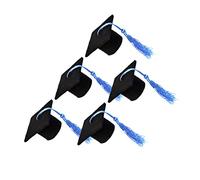 ELAYARD 5piezas Mini Gorro Doctoral Borlas para Decoración De Botellas De Vino Graduaciones Adorable Funda De Fiesta Color Azul