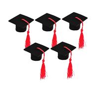 ELAYARD 5piezas Mini Tapa De Botella De Vino Diseño De Sombrero Doctoral y Borlas para Decoración De Graduación Adorable Accesorio para Fiestas y Celebraciones Rojo