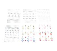 ELAYARD 6 hojas Pegatinas de Gemas Faciales Acrílicas Autoadhesivas para Festival y Fiesta de Decoración con Diamantes Imitación y Perlas para Ojos Frente y Cara