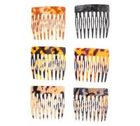 ELAYARD 6 Peines Laterales Pequeños Estampado de Leopardo en Gris Rojo Ámbar y Piel Peines Antiestáticos y Portátiles para Cabello Fino Fijación Fuerte para Recogidos y Uso Diario