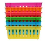 ELAYARD 6 Piezas Cestas de Almacenamiento Plástico Apilables Organizador Escritorio Colores Surtidos para Oficina Aula Hogar Multifunctional Bandejas Organizadoras Stationery Basket