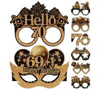 ELAYARD 8 Gafas de Papel para 70 Cumpleaños Set de 8 Piezas Marco de Estrella y Corazón Accesorios Divertidos para Fiesta y Fotos de Aniversario Decoración Colorida para Celebración