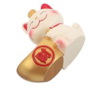 ELAYARD Adorno de Gato Suerte de Resina con Lingote Dorado y Base para Bola de Cristal de 2.5-3 Cm, Mini Estatua Coleccionable de Maneki Neko para Decoración de Escritorio y Hogar, Figura