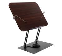 ELAYARD Atril para Libros de Escritorio Base Metálica y Acabado Nogal Soporte Giratorio 360° Multifuncional para Lectura en Cama y Recetas Organizador Práctico y Resistente