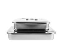 ELAYARD Bandejas de Acero Inoxidable 201 sin Perforar 2 Piezas 24X16 CM 30X20 CM con Tapa Caja Rectangular de para Instrumentos Médicos Resistente a Alta Temperatura y Almacenamiento