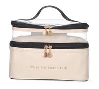 ELAYARD Bolsa Maquillaje Viaje Doble Capa Resistente al Agua Organizador Portátil con Compartimentos y Bandas Elásticas para Cosméticos y Cuidado Mujer