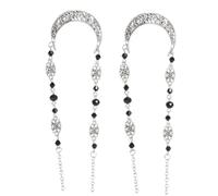 ELAYARD Cadena de Cabeza Pack de 2 Piezas Vintage de Aleación y Cristal Diseño de Luna Hueca Cómoda y Atractiva en Plata Adecuado para Bodas y Cumpleaños