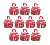 ELAYARD Cajas de Papel para Galletas Navideñas 10 Piezas Forma de Casita de Jengibre Tamaño Pequeño Color Blanco Detalles Rojos Ideales para Dulces Chocolates y Regalos en Fiestas de