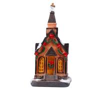 ELAYARD Casa Luminosa Navideña de Resina con Luz LED Amarilla, Decoración para Fiestas y Hogar, Modelo Pequeño con Nieve para Escritorio, Obsequio Navideño Acogedor y Color Aleatorio