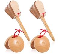 ELAYARD Castañuelas de Madera para Adultos 4 Piezas 2 Castañuelas de Dedo Instrumento de Percusión Manual Tradicional para Flamenco y Música Folclórica
