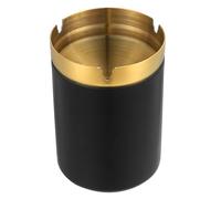 ELAYARD Cenicero de Acero Inoxidable con Tapa Tamaño Mediano Color Negro Resistente a Viento y Anti-Caída de Ceniza Adecuado para Hogar Oficina y Exteriores Cenicero Práctico para y