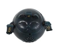 ELAYARD Cenicero de Cerámica Maneki Neko con Tapa Azul Pequeño, Cenicero Redondo a Prueba de Viento para Decoración de Oficina y Hogar, Bandeja para Cenizas Fácil de Limpiar, Adecuado para