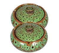 ELAYARD Ceniceros de Cerámica con Tapa a Prueba de Viento para Juego de 2 Unidades Diseño Compacto y Elegante Color Verde Esmaltado Adecuado para Sala de Estar Oficina y Balcón