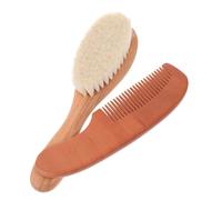 ELAYARD Cepillo de Pelo y Peine de Madera para Recién Nacido Cerdas de Lana Natural Suaves Cuidado Delicado del Cabelludo y Portátil para Higiene Diaria