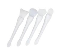 ELAYARD Cepillo para Mascarilla Facial de Silicona y Plástico Blanco, Doble Extremo Agarre Cómodo, Set de 4 Piezas para Aplicación y Cuidado Cutáneo en Casa