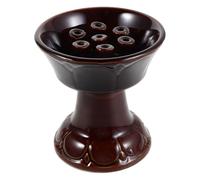 ELAYARD Cerámica Ghee Oil Lamp Holder Resistente Alta Temperatura Portavelas Tibetano para Meditación y Budista Soporte de Cerámica Artesanal para Luz Continua Decoración Espiritual