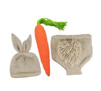 ELAYARD Conjunto de Conejito para Recién Nacido Gorro y Pantalón de Crochet, para Bebés 3-4 Meses, Conjunto de Fotografía Adorable, Material Hilo de Lana, Color Crema Claro, Adecuado