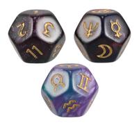 ELAYARD Dados del Zodíaco de 12 Caras, Set de 3, para Adivinación Astrológica y Lecturas de Constelaciones en Cartas del Tarot