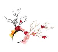 ELAYARD Diadema de Fiesta con Cuernos de Ciervo y Flores Decorativas Accesorio Creativo Unisex para Carnaval y Eventos Festivos