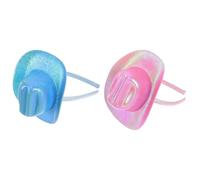 ELAYARD Diadema de Sombrero de Copa Mini Iridiscente 2 Piezas Diademas de Moda para Mujer Tocado para Fiesta Temática Cumpleaños y Carnaval Colores Rosa y Azul