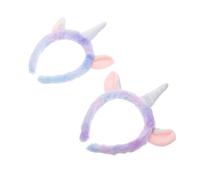 ELAYARD Diadema de Unicornio de Peluche 2 Unidades Tamaño Ancho para Niñas Cuidado Facial y Maquillaje Uso Diario Divertida y Suave Cabello
