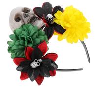 ELAYARD Diadema Halloween con Calavera y Flores Falsas Accesorio Ligero para Tocado para Fiesta y Disfraz de Día de Muertos Vincha de Pelo para Fotografía y Cosplay