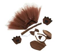 ELAYARD Diadema Orejas De Cachorro para Disfraz Falda De Tul Café Guantes Sin Dedos Nariz Falsa De Tela Ligera para Fiestas Temáticas y Cosplay Infantil