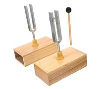 ELAYARD Diapasón Metálico con Base de Madera y Martillo Instrumento para Experimentos Acústicos y Sintonización Precisa Herramienta para Pruebas de Resonancia Física