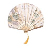 ELAYARD Folding Fan For Wedding Vintage Style Hand Fan With Bamboo And Cloth Lightweight Portable Chinese Flower Pattern Performance Stage Prop Gift