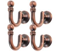 ELAYARD Ganchos Vintage para Sujetar Cortinas de Ventana Cabeza Redonda, Zinc Fundido, Acabado Cobre Rojo, 4 Piezas, Accesorios para Colgar en Pared, Uso en Dormitorio y Baño