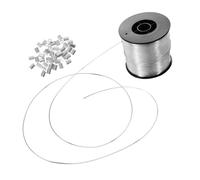 ELAYARD Hilo de Pescar Transparente de Nailon 06 MM 200 Metros con 60 Piezas de Aluminio Hilo Invisible para Colgar Decoraciones y Manualidades Resistente y Flexible para Uso