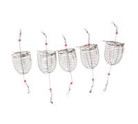 ELAYARD Jaula de Pesca de Acero Inoxidable Roja, Tamaño Grande 6 Cm, Juego de 5 Piezas, Trampa para Cebo para Pesca Deportiva en Exteriores