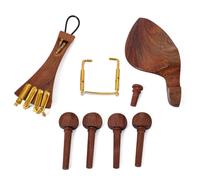 ELAYARD Juego de 15 Piezas de Herrajes para Violín de Red Sandalwood, Incluye Pasador, Cordal, Abrazadera de Barbilla y 4 Clavijas Color Café, Accesorios para Fabricación y Reparación DIY