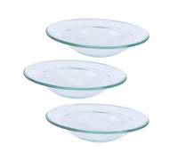 ELAYARD Juego de 3 Platos Redondos de Vidrio Transparente para Calentador de Cera Bandejas Pequeñas de 10 CM para Aceites Esenciales y Lámparas Aromáticas Repuestos para Calentadores de