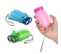 ELAYARD Linterna de Mano Infantil Diseño de Cerdo 3 Piezas Linterna Pequeña Portátil de Prensa Manual Compacta Ligera para Uso Diario y Actividades al Aire Libre Color Color Aleatorio