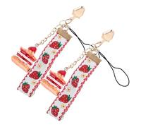 ELAYARD Llavero de Aleación Resistente y Fácil de Llevar 2 Piezas Diseño de Fresa y Campana Accesorio Creativo para Colgar Móvil y Bolsa Color Aleatorio para Decoración DIY