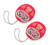 ELAYARD Llaveros Daruma de Acrílico Rojo 2 Piezas, Colgante Amuleto de Buena Suerte, Decoración para Bolso y Llaves, Accesorios Tradicionales Japoneses para Atraer Prosperidad y Energía
