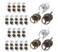 ELAYARD Mini Tiradores de Armario Vintage de Hierro, Tirador Redondo de Anilla 60 Piezas en Colores Azul Antiguo, Cobre Rojo y Plata, para Cajones Pequeños y Muebles Decorativos