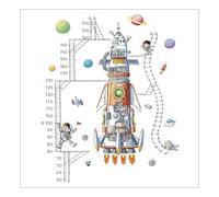 ELAYARD Pegatina de Pared Patrón de Astronauta en PVC Mural Decorativo para Habitación Infantil Calcomanía Creativa de Nave Espacial para Vivero Adhesivo Medidor de Altura Infantil